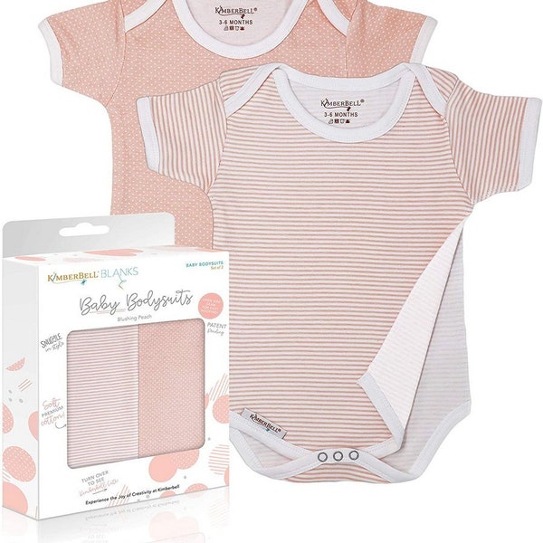 Kimberbell Fill in the Blank Baby Bodysuits Blushing Peach In Assorted Sizes 3-6, 6-9 or 9-12 month. Please Tell Us What Size!