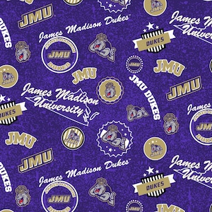 JMU Duke Dog & Logos 1208 James Madison University 45" Cotton Fabric