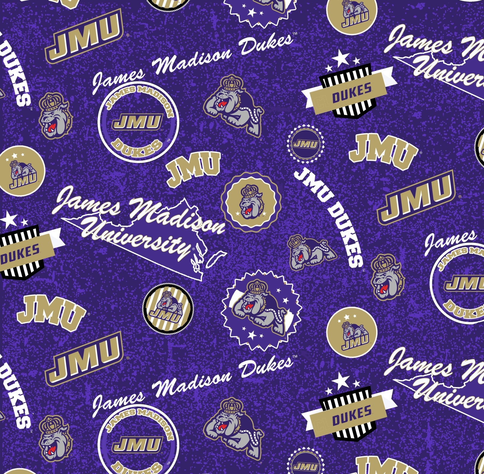 JMU Duke Dog & Logos 1208 James Madison University 45" Cotton Fabric
