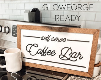 Coffee Bar Sign Digital File, Digital Glowforge File, SVG digital cut file, laser cutting file, laser cut file, glowforge ready cut file,SVG