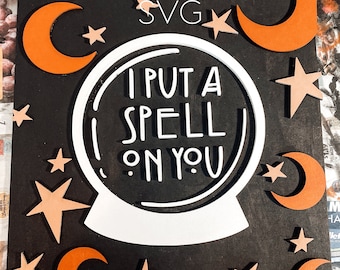 Glowforge Svg Cut File, Halloween cut file, glowforge cut file, I put a spell on you, Halloween svg, laser cut file, halloween svg sign