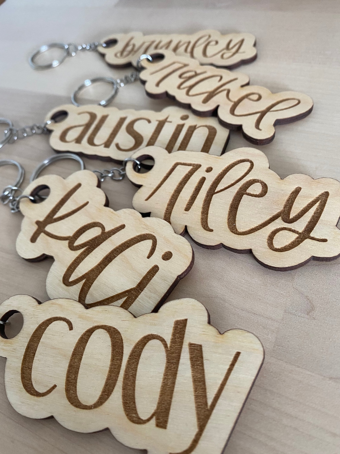 Personalized Wooden Name Keychain Custom Name Keychain Etsy