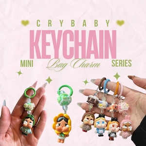 【シュリンク有り】レシート有りCry baby 6designs 6ピース Crybaby Mini Handmade Keychain Cute Character Figure Bag Charm