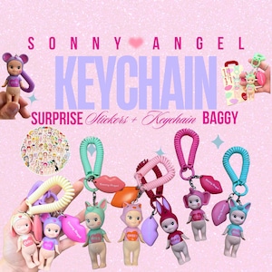 Sonny Angel Kawaii Schlüsselbund Mystery Box + Kawaii 100 Sticker Grab Bag - Japanische Engel Sammelfiguren