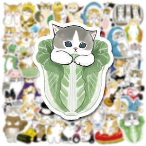 Mofusand Cat Stickers – 50pcs Funny Cat Costume Waterproof Vinyl Stickers Pack for Laptop, Water Bottle, Journal