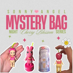 Sonny Angel Cherry Blossom Night Series Goodie Bag | Kolekcja Sakura Angel | Pudełko niespodzianek + Naklejki + Niespodzianka | Wiosenny prezent Kawaii