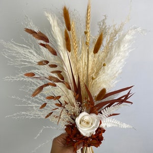 Terracotta Bridesmaid Bouquet: Rust Burn Orange Dried Flowers