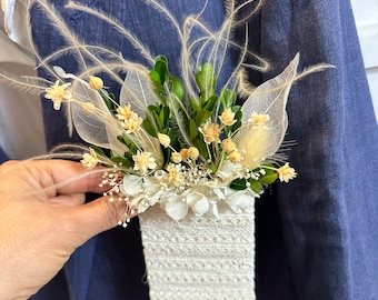 Boho Ivory boutonniere,Groom,Groomsmen,Greenery wedding,Groom's accessories,Rustic boutonnieres,White boutonnieres,boho Groom boutonnie
