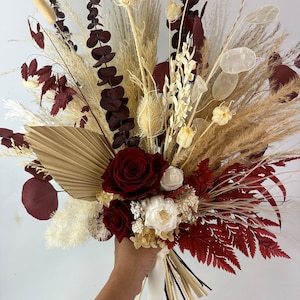 Burgundy Dried Flower Bouquet: Winter Bridal Bouquet, Bohemian Wedding