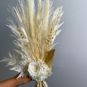 Ivory  Bridesmaid Bouquet for wedding -Neutral Boho Bouquet Wedding- Dried Flower Bouquet for Bridesmaid-