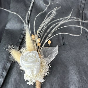 Rustic Preserved Rose Boutonniere: Bohemian Wedding Groomsmen Set