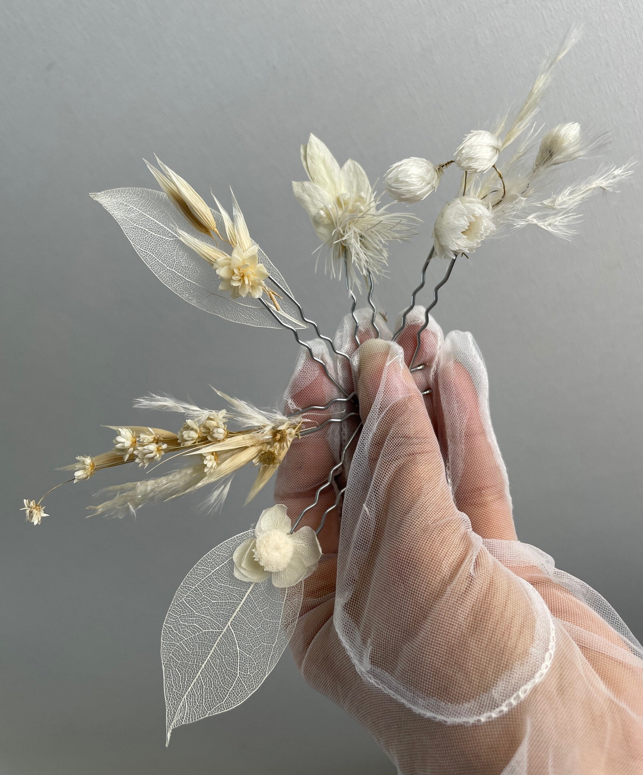 Bridal Flower Hair Pins: Preserved Natural Wedding 