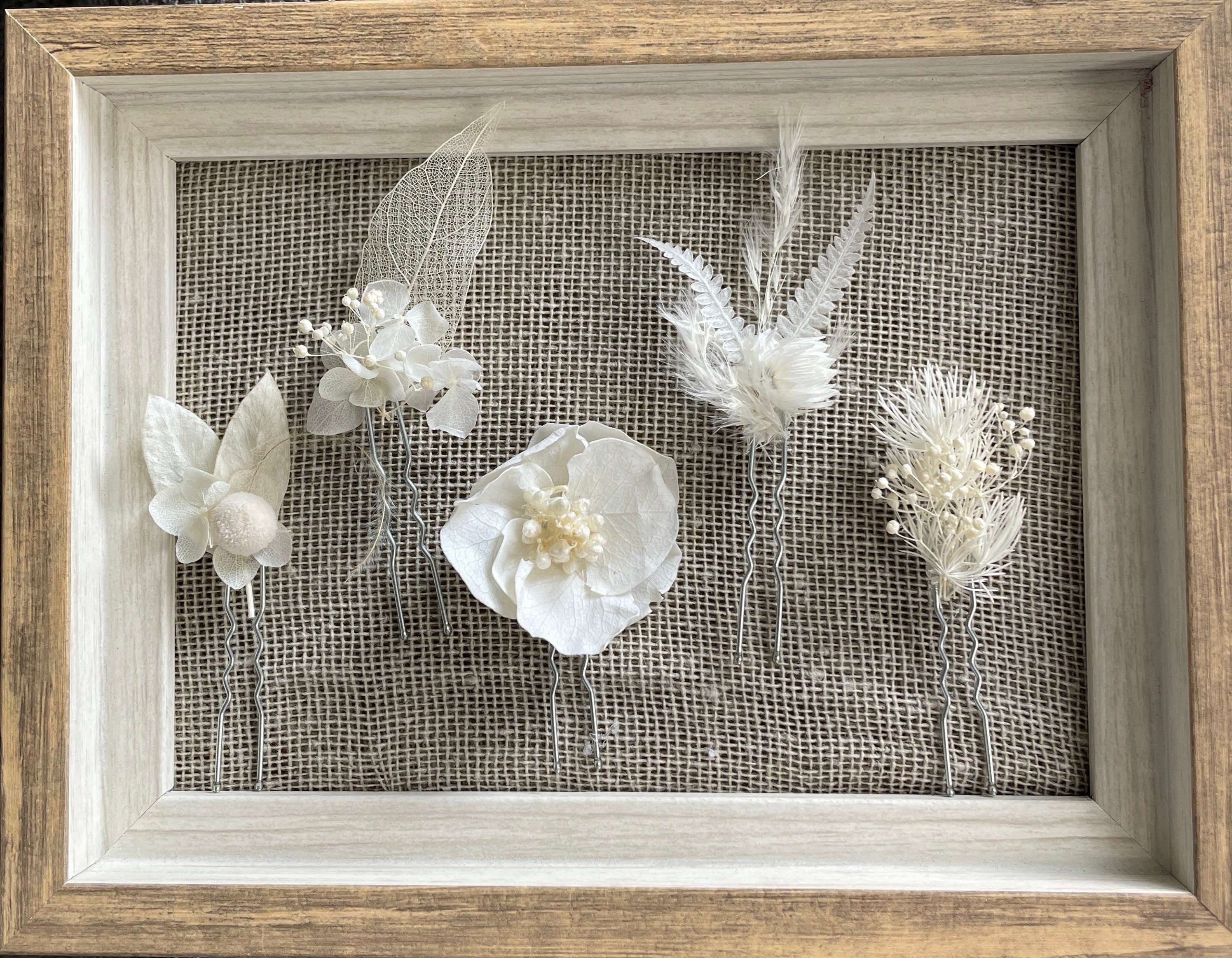 Bride Hair Pins Set – 4 Preserved Flower Hair Accessories for Updo Bridal Flower Hair Pins: Preserved Natural Wedding  main image 3