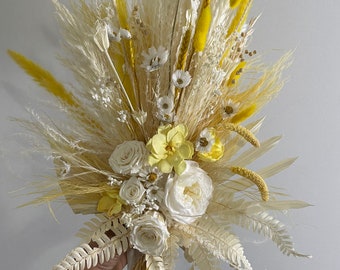 Dried Wedding Bouquet - Yellow Bridal Bouquet - Boho Wedding- Rustic -Boho -Spring Wedding Bouquets