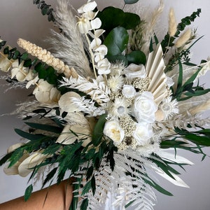 Greenery Bridesmaids Bouquets Eucalyptus Bridesmaids Bouquet Foliage Bridesmaid Ivory& Green Wedding bouquet,Rustic Dried Flowers Bouquet