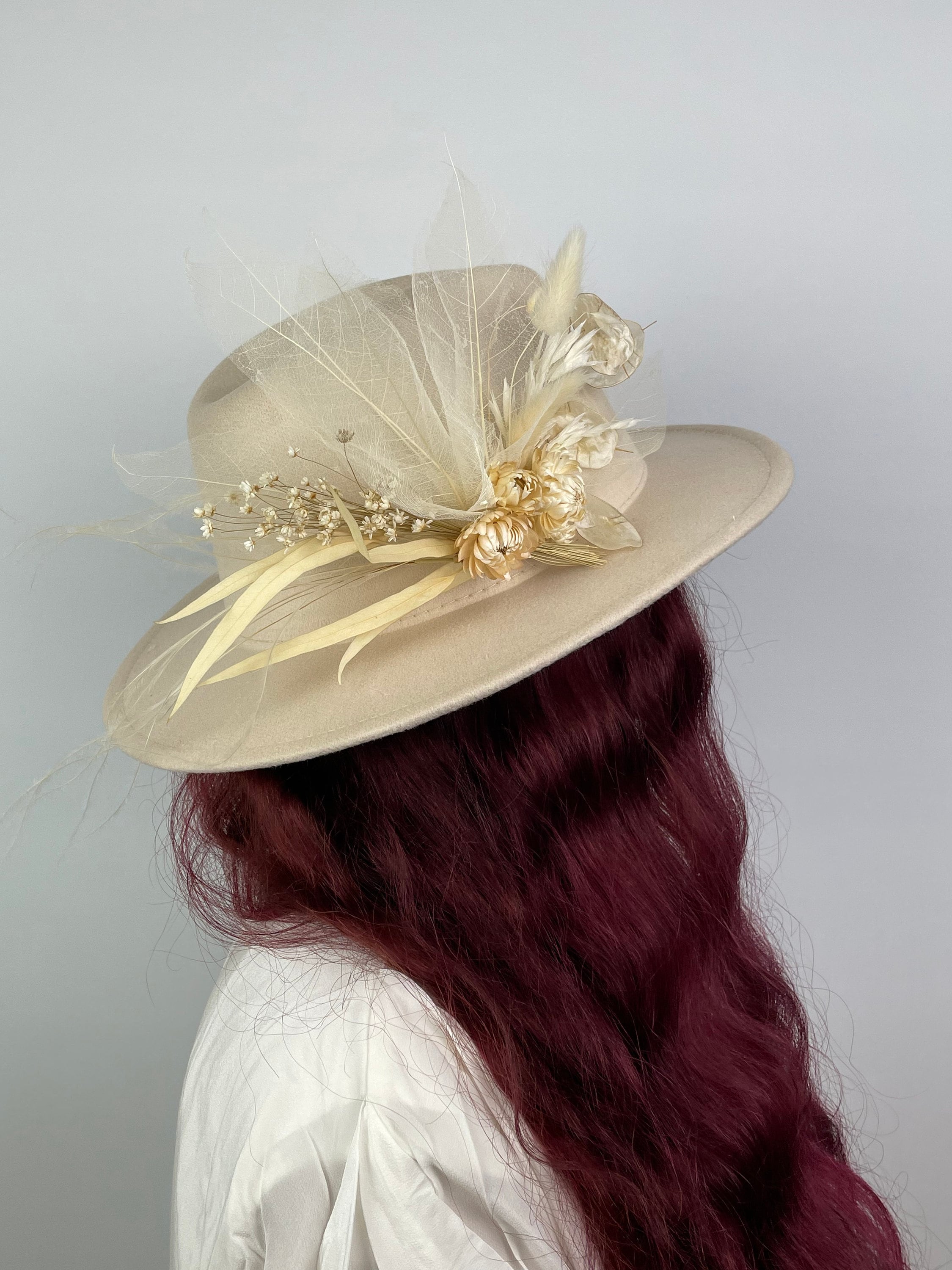 Ivory Boho Detail Fedora Hat Gigi Burris Millinery | Bianca Bridal Fedora | Milk Ivory  main image 3