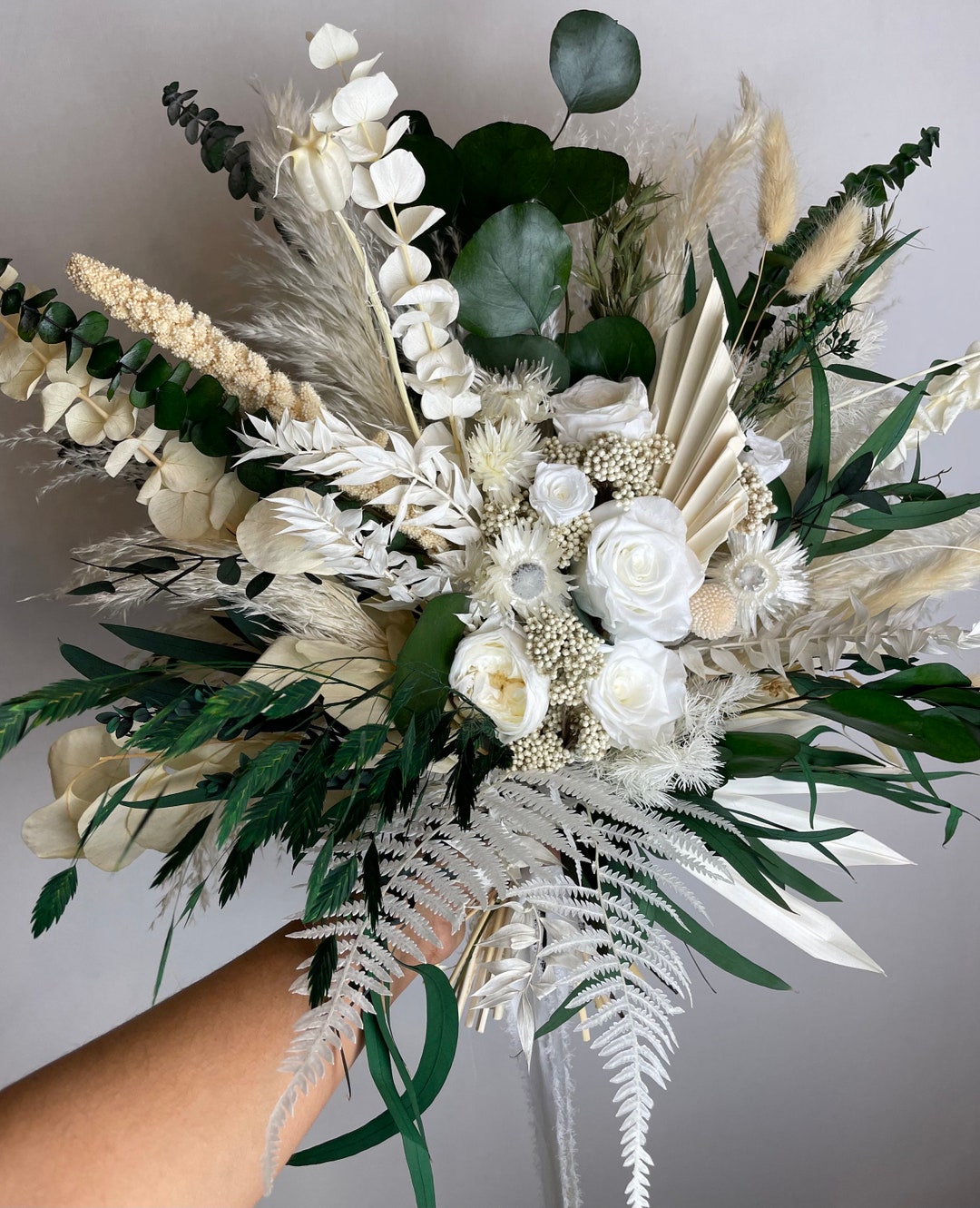 Greenery Bridal Bouquet pampas Grass Eucalyptus Bouquets Etsy
