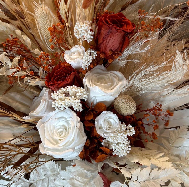 Rust Cola Red Roses Rust Terracotta Dried Flower Bouquet: Boho Wedding Flowers - Etsy