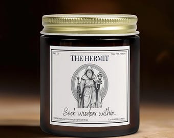 The Hermit Tarot Candle: Spiritual Coconut Apricot Wax Altar Candle