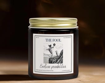 The Fool Tarot Candle: Coconut Apricot Wax, Spiritual Gift (4oz, 9oz)