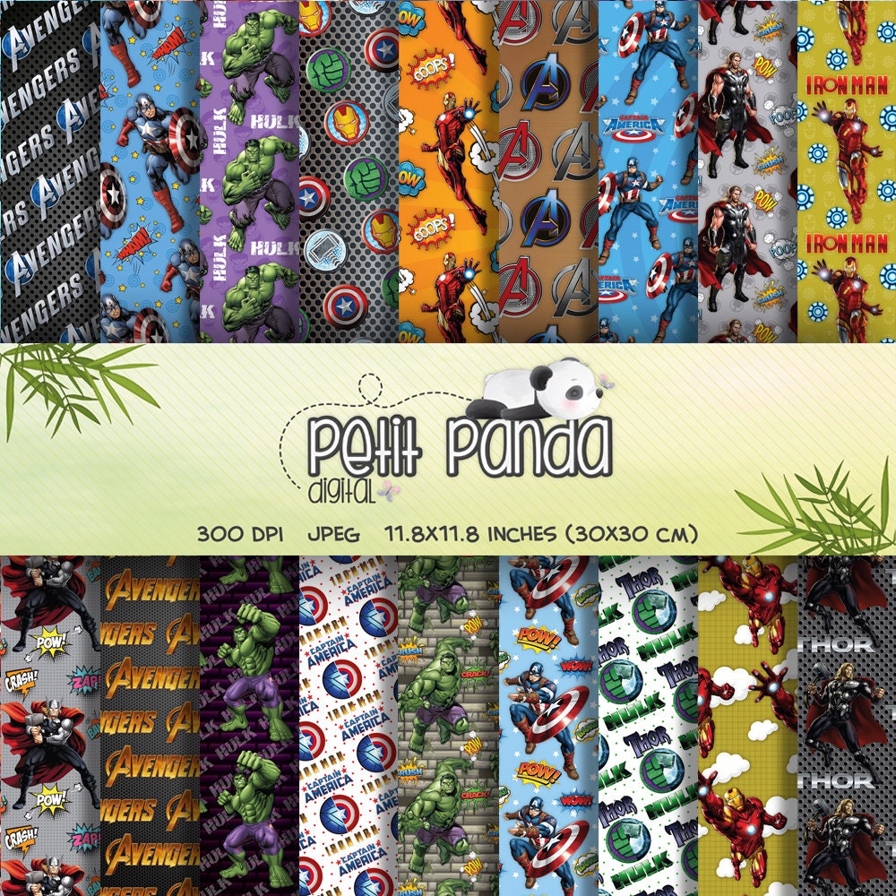 The Avengers Digital Paper Printable Scrapbooking Decor Etsy