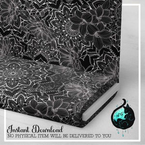 Seamless Patterns Design MandalaWhite on black background