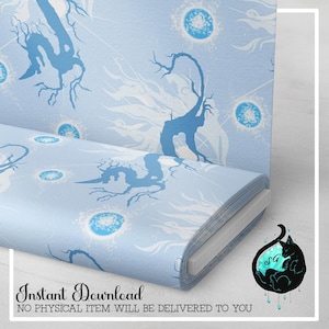 Seamless Digital Pattern Design / Water Dragon