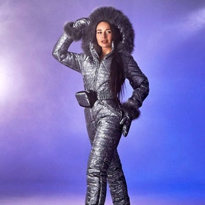 Metallic snowsuit womens top