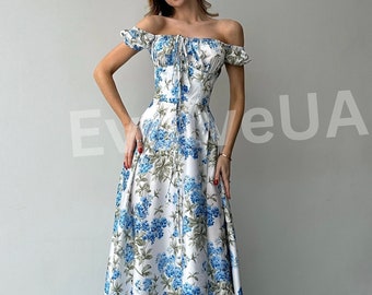 Floral Silk Maxi Dress with side slit and bustier Top, Floral Silk Maxi Dress for Summer, Vacation Dress for Honeymoon