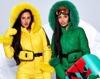 Bright Women Ski Jumpsuit, Winter Snow Suit for Women, Warm Overalls Women, Snowboarding suit women, Ski Women Snowsuit