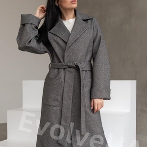 Wool Light Gray Coat / Oversize Wool Overcoat / Autumn Wool