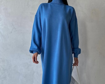princess polly baby blue dress COS dress Navy blue button dress with a collared main image 0