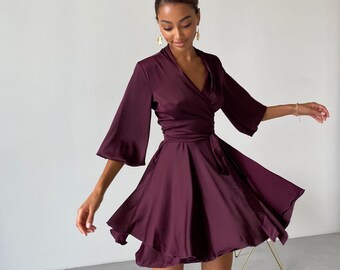 satin silk wrap dress Big sale - OFF 69%