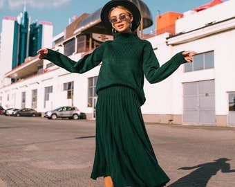 Knit Skirt Set Etsy