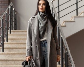 women's grey wool winter coat