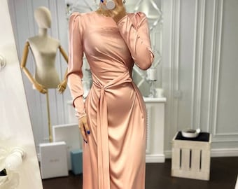 pink maxi dress with sleeves