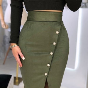 Suede Pencil Skirt 