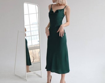 bright green silk dress