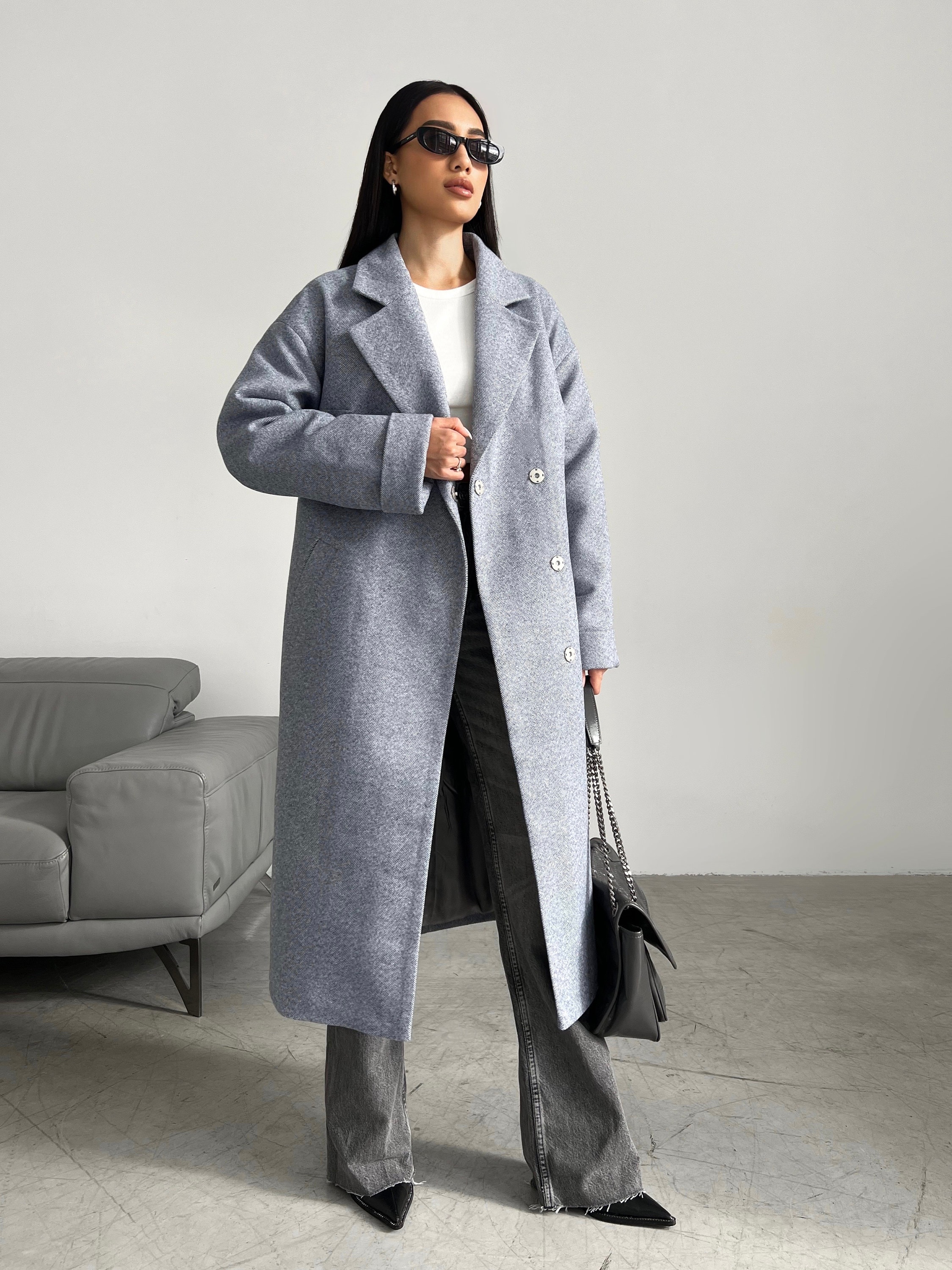 Light grey wrap best sale coat