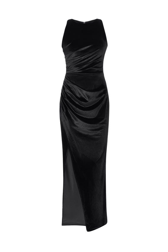 sleeveless velvet bodycon dress Black Midi High Slit year/2025 Zimmermann - Cascadian printed Color:Mint / Almond Green fitting silhouette that accentuates