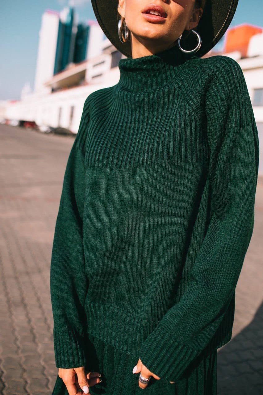 Damen Strick Set 2-teilig - Rock & Top Winter Outfit Elegant