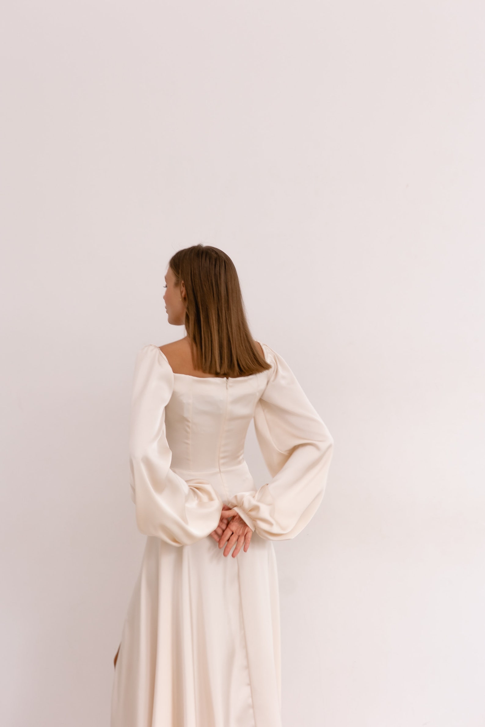 Beige Silk Maxi Dress