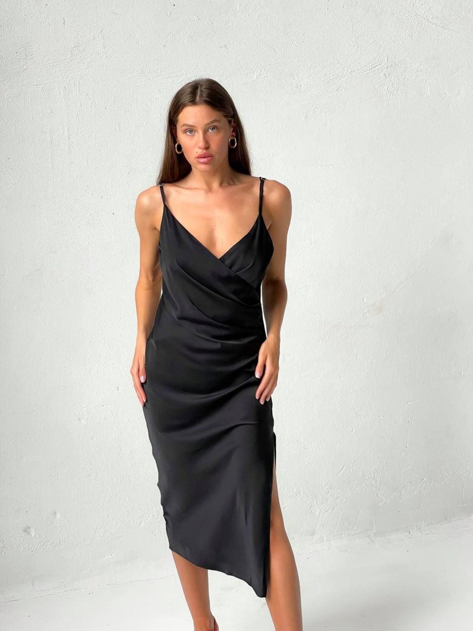 black silk slip
