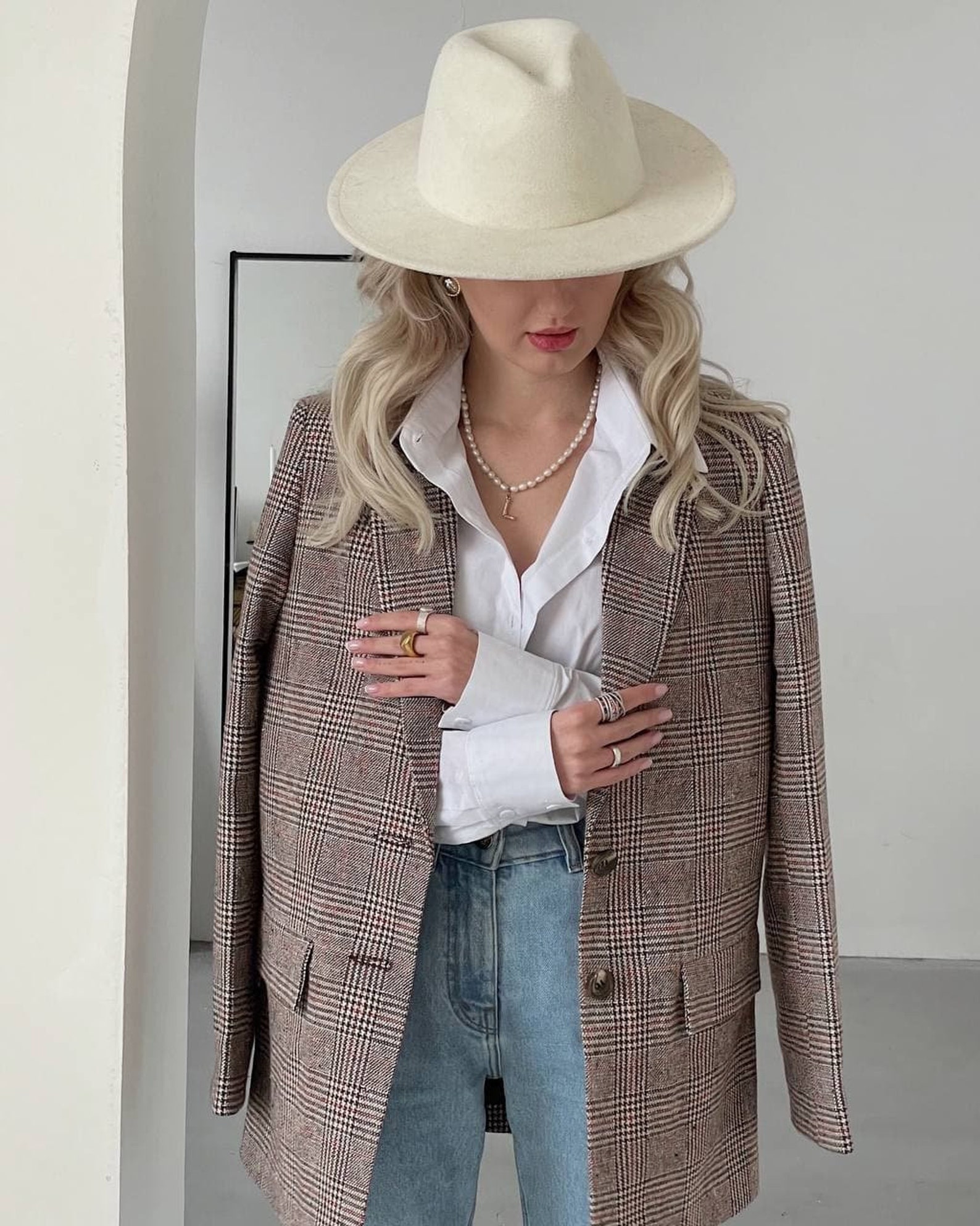 Womens Wool Blazer Plaid Oversized Wool Blazer for Women Etsy