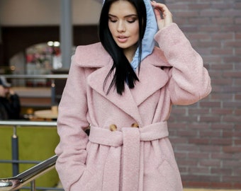 blush pink wool coat