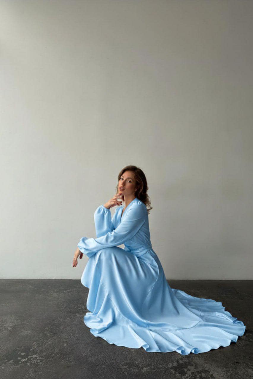 pale blue silk dress Belle Two Piece Set