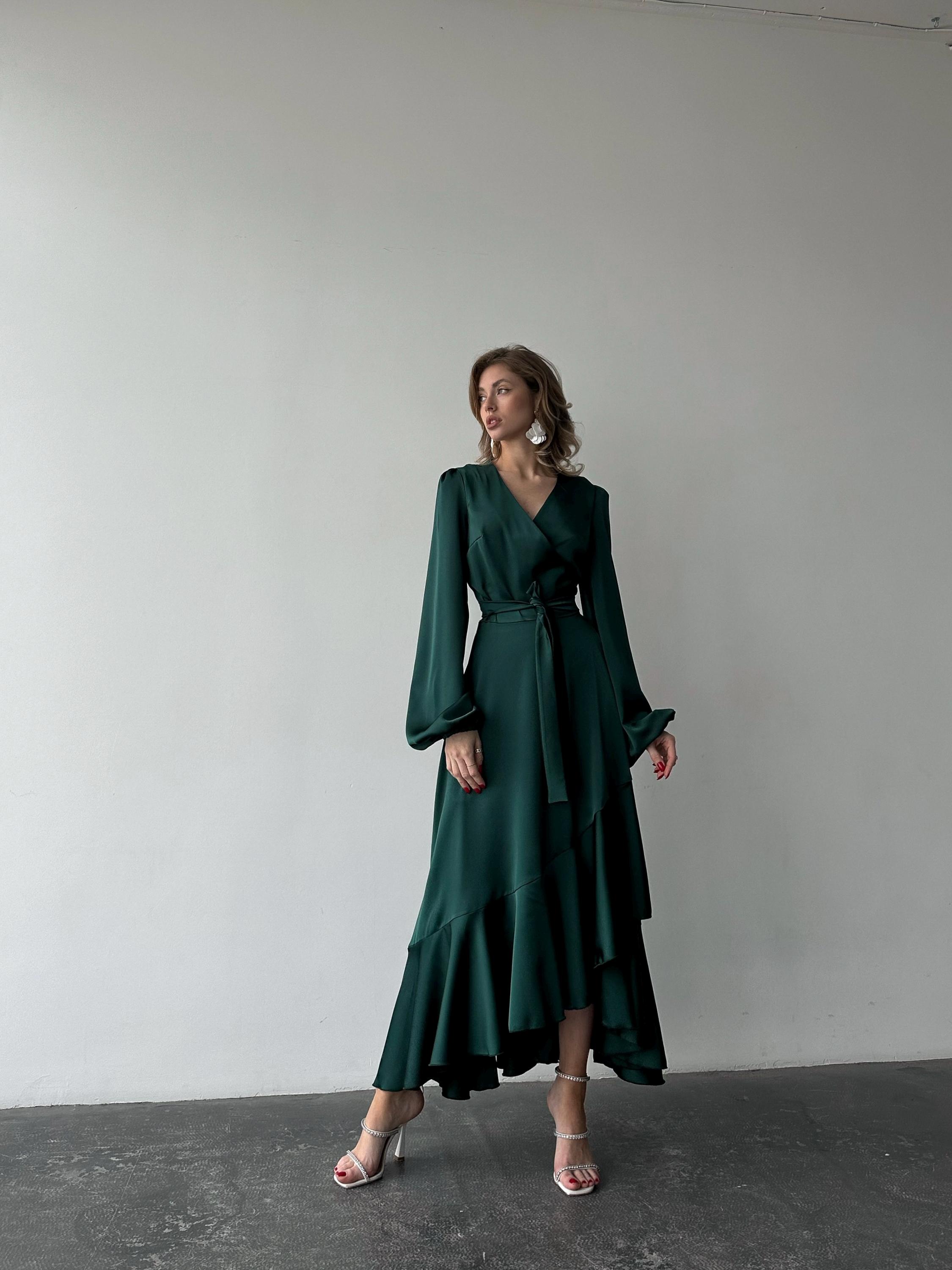 green silk wrap dress long sleeve Silk Long Sleeve Wrap Dress