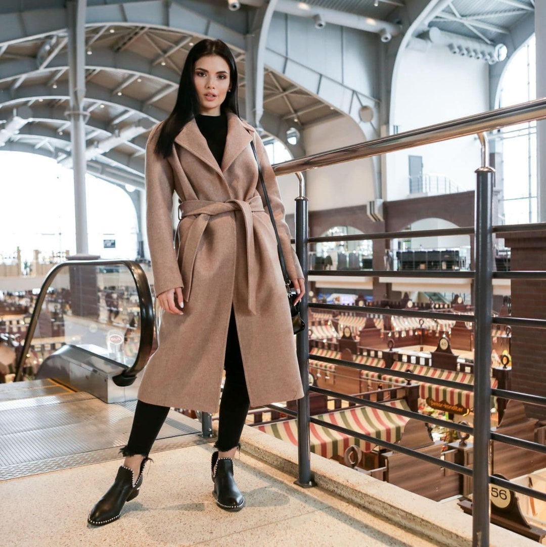 white wool blend coat