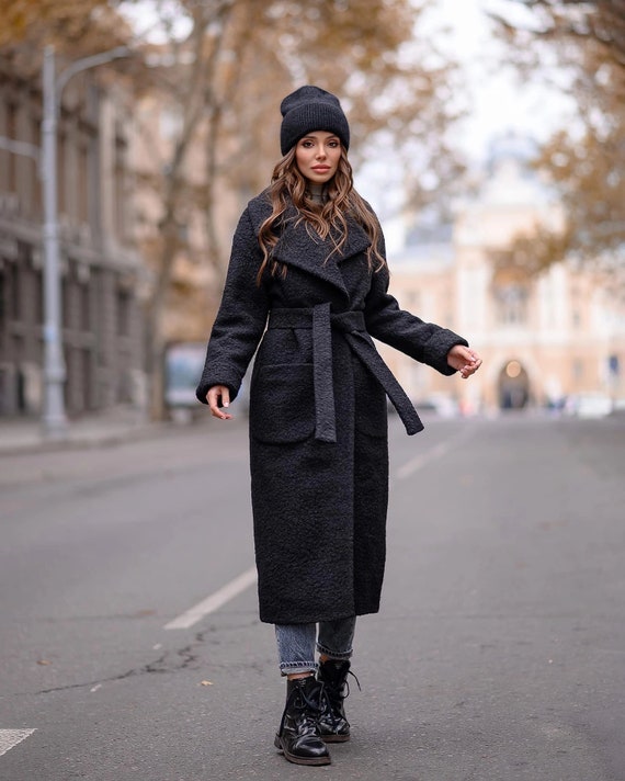 Faux Fur Long Winter Coat for Women, Warm Vegan Fur Coat With Belt Womens,  Black Faux Fur Coat for Winter -  Finland
