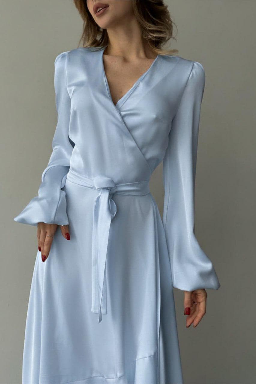light blue silk wrap dress Our Margot Pale Blue Wrap Bridesmaid Dress
